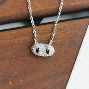 Kendra Scott Bailey Pave Necklace. Silver White CZ